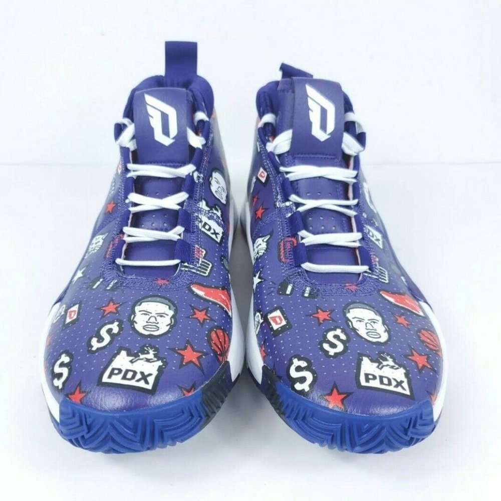 Adidas DAME 5 Basketball Shoes Purple LE Print - Picture 8 of 12